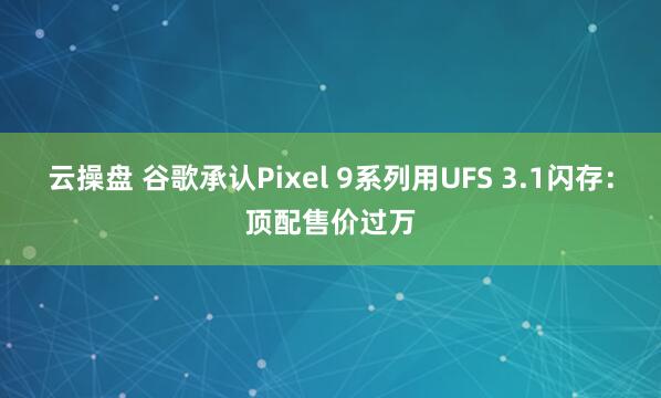 云操盘 谷歌承认Pixel 9系列用UFS 3.1闪存：顶配售价过万