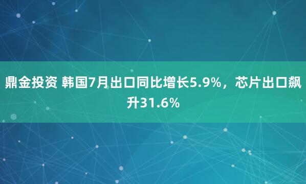 鼎金投资 韩国7月出口同比增长5.9%，芯片出口飙升31.6%